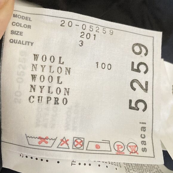 Sacai Draped Back Double Breast Coat Womens Medium Navy Black Military Knit Wool - Picture 6 of 12